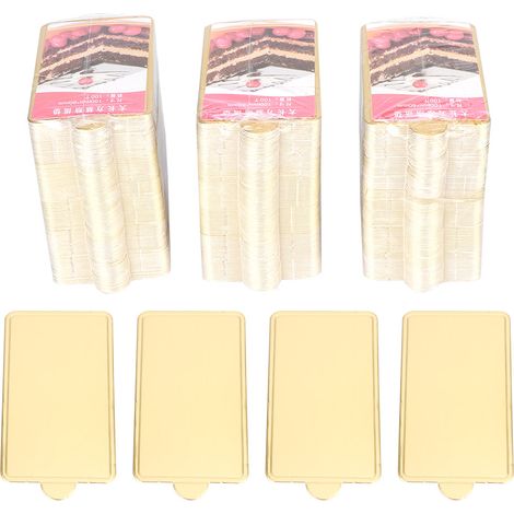 300 Pièces Supports Rectangulaires Dorés pour Pâtisserie, 100x60mm, Base pour Mousse et Desserts (1/5)