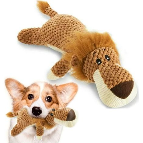 Jouets pour chiens qui couinent, jouets en peluche pour animaux de compagnie, jouets en peluche interactifs et résistants en forme de lion. (1/3)