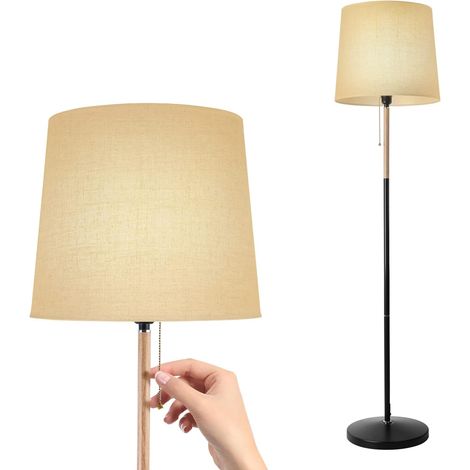 Tlgreen – Lampadaire sur pied 170cm avec abat-jour en tissu – Douille E27 – Lumière douce pour salon, chambre, bureau, salle à manger (1/4)