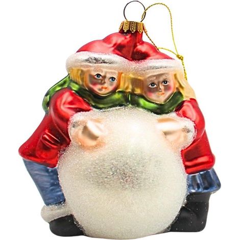 Décoration de Noël Boules de Noël en Verre Boules de Noël en Verre comme Couple d'enfants 10 x 7 x 12 cm (1/5)