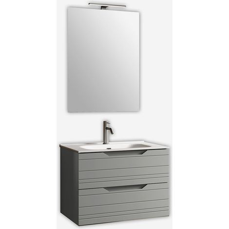 Mobile bagno sospeso con specchio e lavabo Solmira 60 - Grigio (1/5)