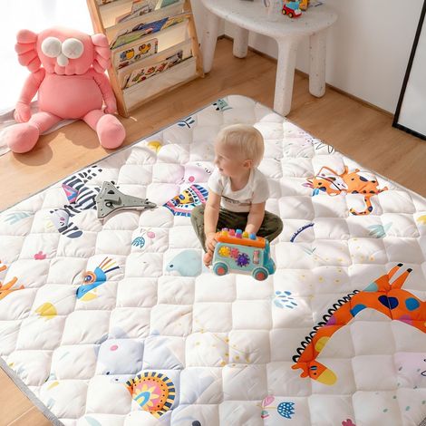 Tapis de Jeu Bébé Ultra Épais et Pliable, Antidérapant, Lavable en Machine, 180×150 cm, sans Odeur, Idéal pour Parcs de Jeux et Sols, Safari Sauvage (1/5)