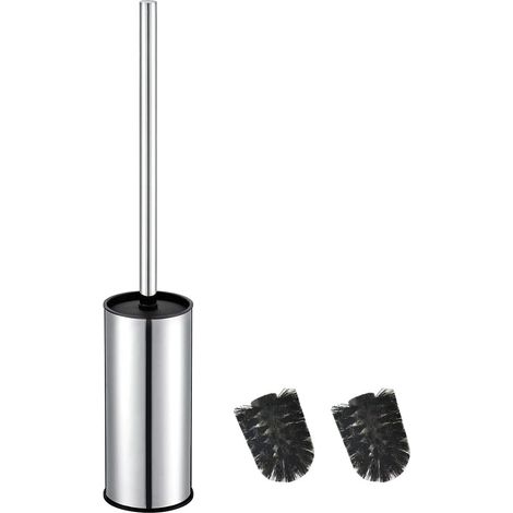 Porte-Brosse WC en Acier Inoxydable Chromé Rond sur Pied pour Salle de Bain (chromé) (1/5)