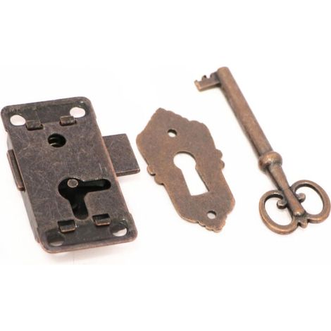 2 Pcs Serrure De Porte D'Armoire Antique Serrure Meubles Verrous Pour Placards DéCoratifs Serrure Avec Clé Trou De Serrure Pour BoîTe En Bois Bijoux Anciens Maquillage Valise Tiroir De Meubles (1/3)