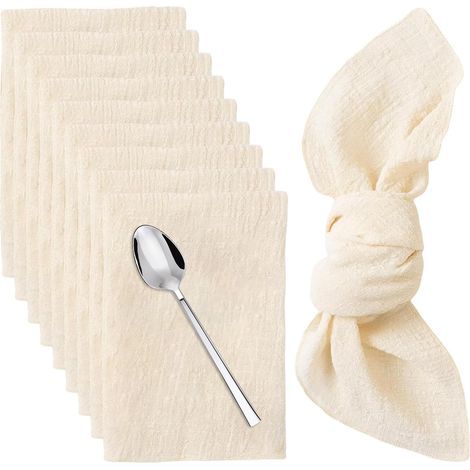 12 Stoffservietten, 42 x 42 cm – waschbar – beige – für Familie, Hochzeit, Weihnachten (1/5)