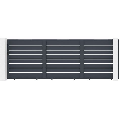 Portail coulissant 4,5m VOGEL H.160cm aluminium gris (1/5)