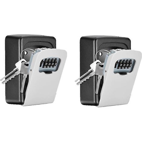 Coffre-fort mural à combinaison 4 chiffres pour l'extérieur, capacité de 5 clés (gris, lot de 2) (1/5)