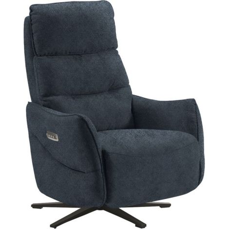 Canapé de relaxation en microfibre Kondonia-Bleu foncé-Système Electrique-1 place fauteuil (1/5)