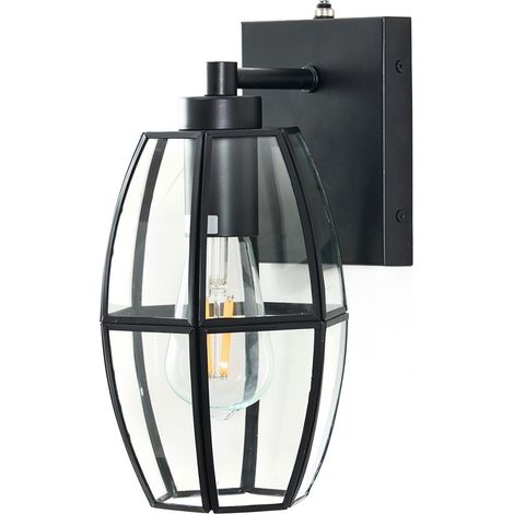 IP44 alu noir mat, capteur crépusculaire, douille E27 LED (1/5)