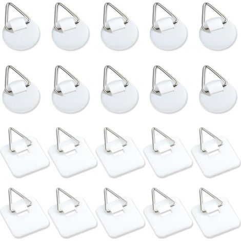 Lot de 20 supports adhésifs invisibles de 2,5 cm, supports verticaux adhésifs pour plaques murales, plaques murales pour assiettes, tableaux, art décoratif (blanc) (1/5)