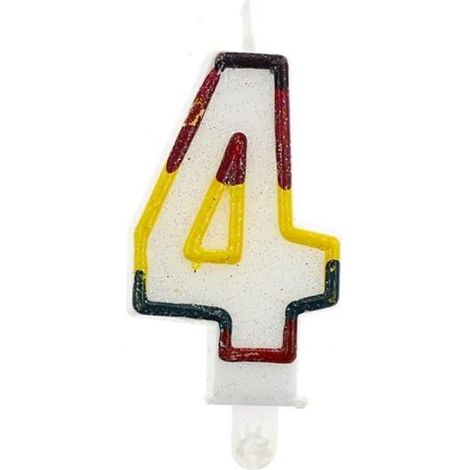 Vela de cumpleaños número "4" - arcoíris con borde (1/2)