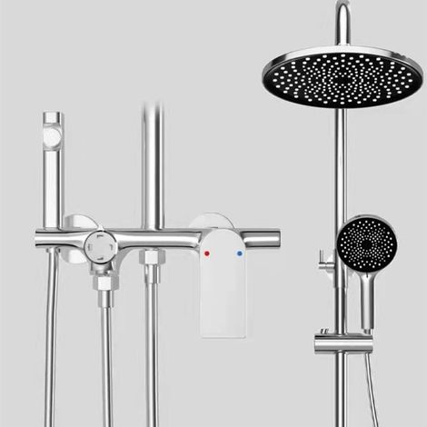 Ensemble de douche pressurisée Genesis City tout cuivre gris anthracite - Salle de douche de luxe effet pluie - Version électroplaquée