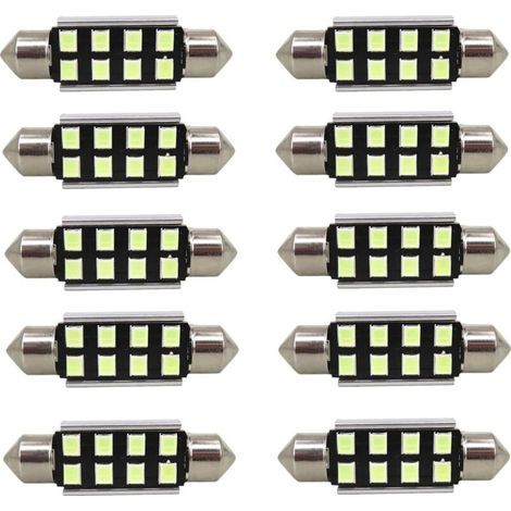 Festoon Ampoules LED 31 mm 2835 SMD Très Lumineuses Blanc Bleu Glacier Remplacement pour Lumière LED de Voiture Plafonnier Liseuse de Carte Feux de Plaque d'Immatriculation Lot de 10 (1/5)