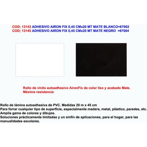Adhésif Airon Fix 0,45 cm x 20 m Noir Mat 67004