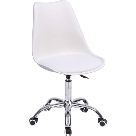 Happy Garden – Chaise de bureau réglable en hauteur blanche – Hauteur d'assise 47 à 57 cm – Design moderne et épuré – Compatible avec bureaux standards