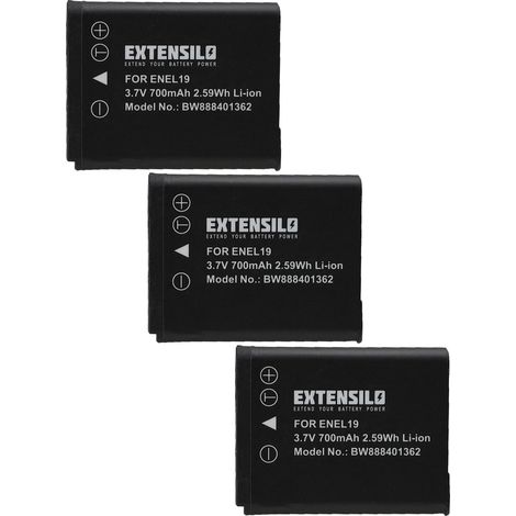 EXTENSILO 3x Akku kompatibel mit Sony Cybershot DSC-RX0M2G, DSC-RX0M2, DSC-RX0, DSC-RX0 II, DSC-RX0 Ultra Kamera (700 mAh, 3,7 V, Li-Ion) (1/3)