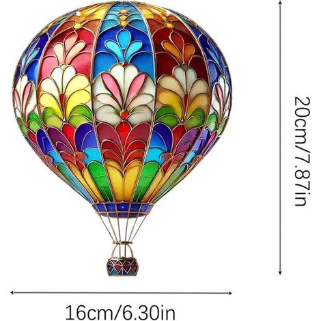 Hängende Dekorationen in Form von Heißluftballons aus Acryl, 2D-Solar-Traumfänger aus Acryl, Hängelampe für den Außenbereich für Terrasse, Einfahrt, Veranda, Bauernhaus oder Fenster. (1/5)