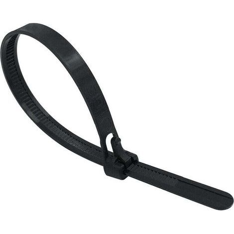Collier de Serrage Réutilisable Plastique, 5 mm x 200mm, Attache Câble Réutilisables, Serre Câbles Nylon, Colliers Serre-Cable 150mm, Noir, Lot de 100 Pièces (1/5)