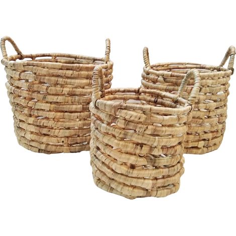Ensemble de 3 paniers de rangement en jacinthe d'eau tressée (1/5)