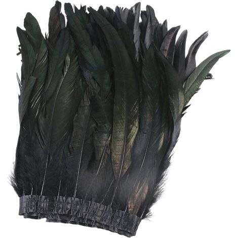 5 Ruban plumes, franges naturelles 25-30 cm, décoration vêtements, robes cérémonie, mariage, fête, noir (1/5)