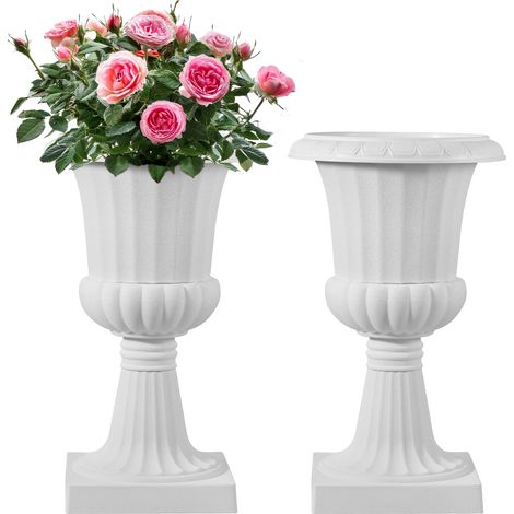 VEVOR Blumenspindel aus Kunststoff, 25x42 cm, 2er-Pack, Pflanzpokal. Pflanzkübel, Pflanzschale, weiße Blumentöpfe, für die Veranda, Hochzeit, Party, Zuhause, Bühne, Balkon, Terrassendekoration (1/5)