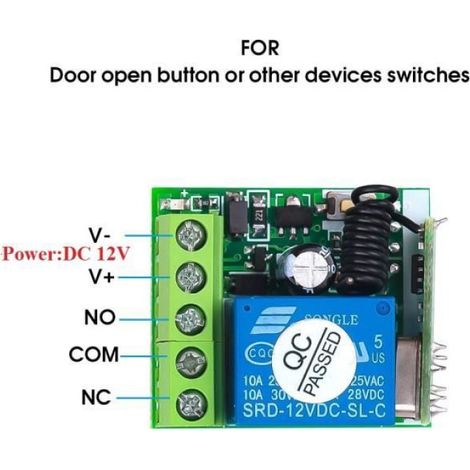 Interrupteur Télécommande Sans Fil - Récepteur Relais 1CH Apprentissage Code RF 433 MHz - Pour Porte Électrique Alarme - 1 Pièce (1/4)