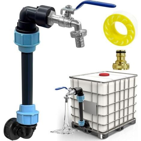 Robinet IBC avec Col de Cygne Robinet en Laiton S60x6, 3/4 Pouces, Idéal pour Cuve IBC 1000L Kit de Raccord (1/4)