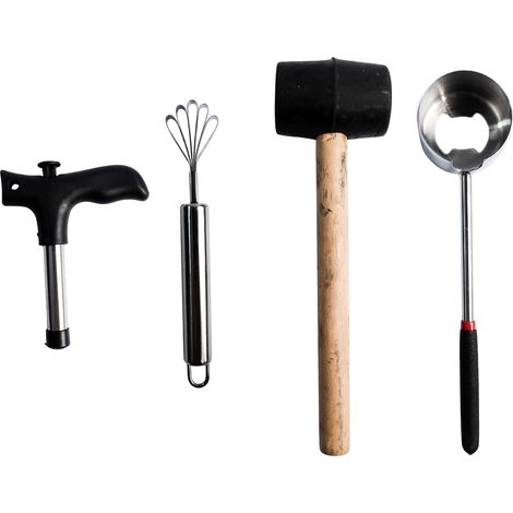 Ensemble d'outils en Acier Inoxydable pour Ouvrir Les Noix de Coco - Kit Complet avec ouvre-Coquille, Marteau, broyeur et ouvre-Trou pour Une Utilisation Facile et sûre (1/5)