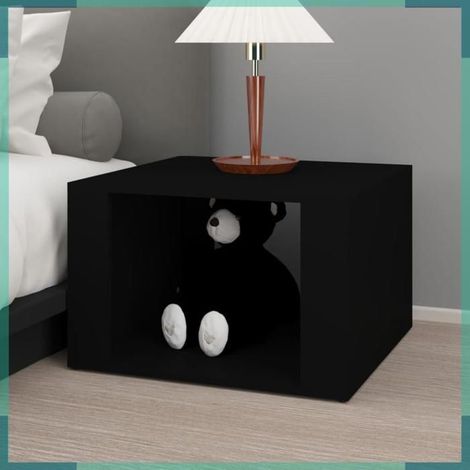816553 Table de chevet Noir 57x55x36 cm Bois d’ingénierie (1/5)