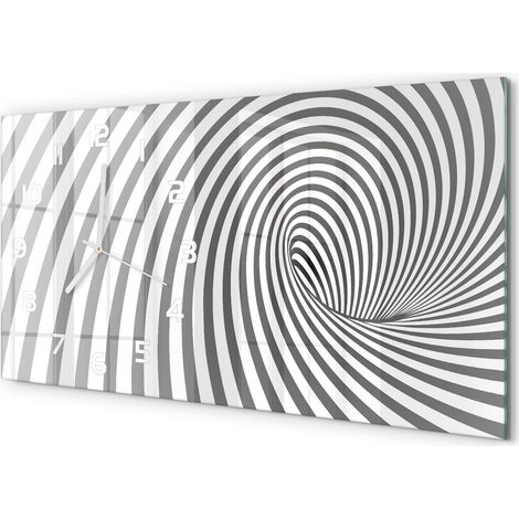 Grande Horloge Murale 60x30 cm Design Panoramique Verre Silencieux pour Salon Spirale avec des rayures (1/5)