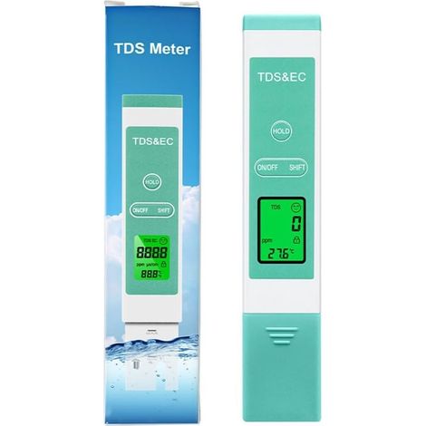Ce testeur de qualité d'eau 3 en 1 comporte un marquage de profondeur et une mesure de température et convient à l'eau du robinet, aux aquariums et aux systèmes hydroponiques. (1/5)