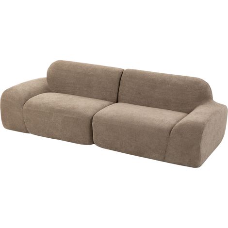 Canapé 3 Places Chenille 244 cm Ressorts Ensachés Marron Clair, Confort Durable, Ambiance Chaleureuse et Moderne dans votre Salon (1/5)