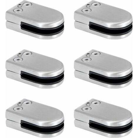 Pinces à verre en acier inoxydable, supports de fixation pour verre de 6 à 8 mm, clip de fixation réglable, fixation à dos plat pour rampes, escaliers et mains courantes, lot de 6 (1/4)