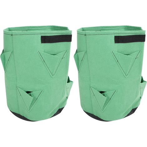 2 Erdbeerpflanzsäcke mit 8 Taschen, Garteneimer für Gemüse und Blumen (1/5)