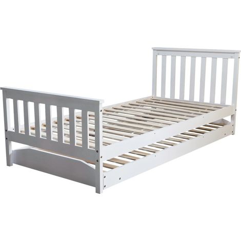 Jinsen Single Pull Out Bed - Wood - L205 x W98 x H82 cm - White