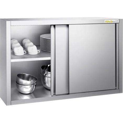 Placard mural inox 1000x400 mm - Hauteur 800 mm avec portes coulissantes PREMIUM - GOLDINOX (1/4)