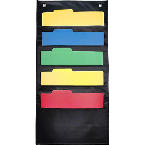 Großer Hängender Wand-Aktenorganizer mit 5 Fächern, 2 Haken und Dokumentenhalter