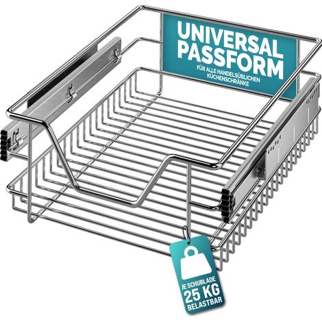CASARIA® Cestello Estraibile Sottolavello Cassetto Telescopico Metallo Guide Scorrevoli 20kg 30cm / 40cm / 50cm / 60cm 40cm Wide cabinets (en)