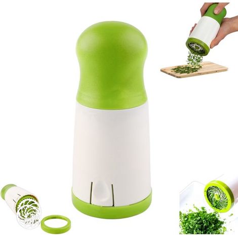1 pièce - Moulin à herbes - Moulin à épices - Coupe-épices - Acier inoxydable - Vert et blanc - Moulin à coriandre - Convient pour la cuisine - Hache les ingrédients rapidement et efficacement - Vert (1/5)