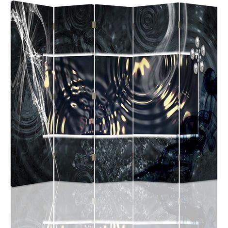 Paravento bilaterale, Astrazione con cerchi d'acqua - 180x170 (1/5)