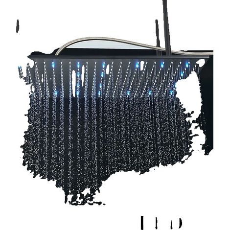 Pommeau de Douche, Fonction LED, Design Pluie, Noir A (1/2)