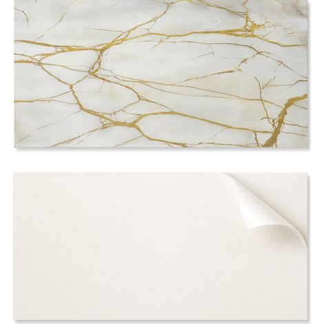 Panel decorativo autoadhesivo de vinilo para pasillo, 100x50 cm. Elegante m谩rmol con vetas.