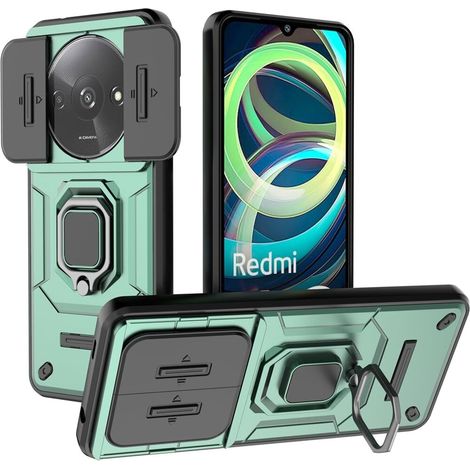 Étui pour Xiaomi Redmi A3, avec béquille pour objectif de caméra, vert (1/5)