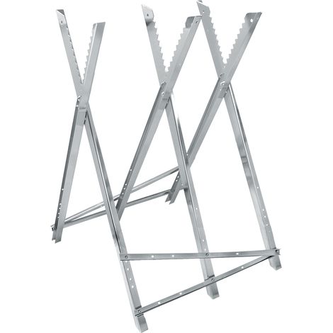 ECD Germany Sägebock für Kettensäge, 3-fach, Metall verzinkt, 150 kg Belastbarkeit, klappbar & verstellbar, 83x74,5x84,5 cm, Sägegestell mit Zahnung, Sägehilfe Holzsägebock Kettensägebock Holzbock