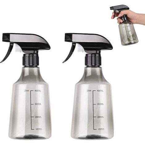 Lot de 2 flacons pulvérisateurs rechargeables en plastique gris transparent de 500 ml. Flacon pulvérisateur étanche avec tête de pulvérisation réglable et graduations, idéal pour le nettoyage et l'ent (1/5)
