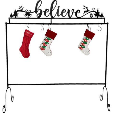 Porte-chaussettes de Noël en métal avec crochets, support à bas de Noël sur pied (1/5)
