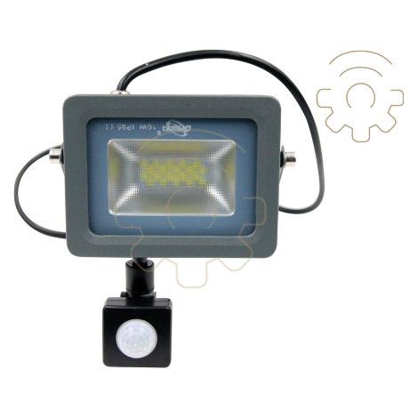 Dawei faro faretto a led con sensore crepuscolare PIR 10W luce bianco fredda 6000k 1000Lm IP65 con staffa colore grigio led Pioneer