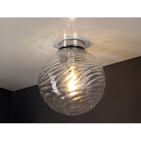 Deckenleuchte NEREIDE Glaskugel Wellenmuster Transparent, Globe Ø 30cm (1/5)