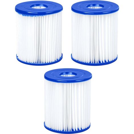 Filter Cartridge, 3 Pcs Bestway Size II Swimming Pool Filter, Inflatable Swimming Pool Circulation Water Filter Pump, for Tubular Swimming Pool Cleaning