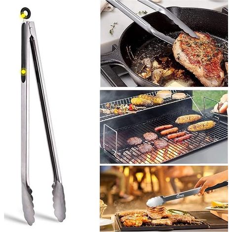 Grillzange – Fleischzange – Servierzange – Küchenzange – Salatzange – Grillzange – schwarz – 40 cm – Grillzange – Fleischzange – Edelstahl (1/3)